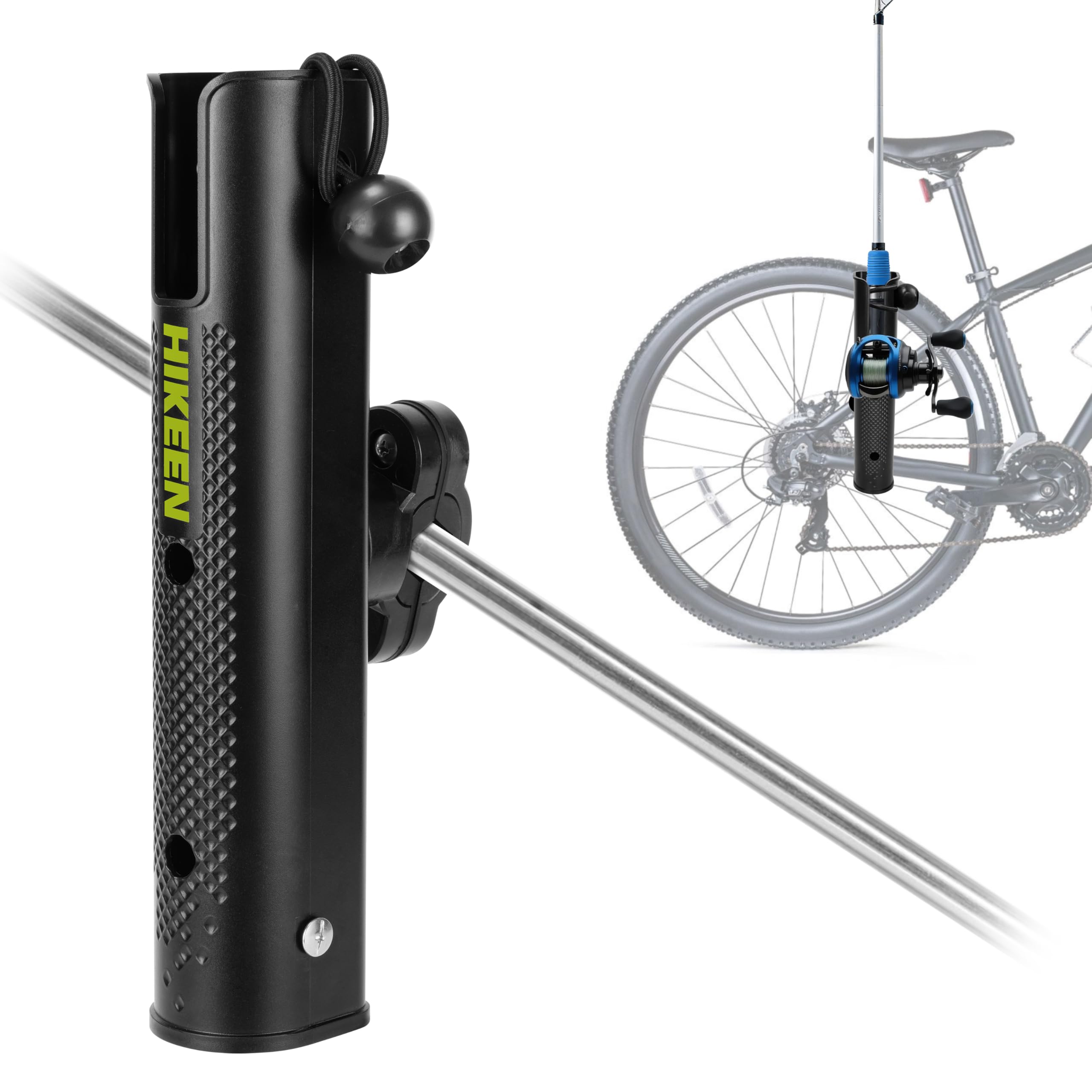 BOOSTEADY 1 Pack Fishing Rod Holder for Bike, Secures Fishing Pole to Bicycle, Easy to Mount, Rod Rack for Bicycle, Beach Car, Fishing Chair, ATVS, Boats, Carts
