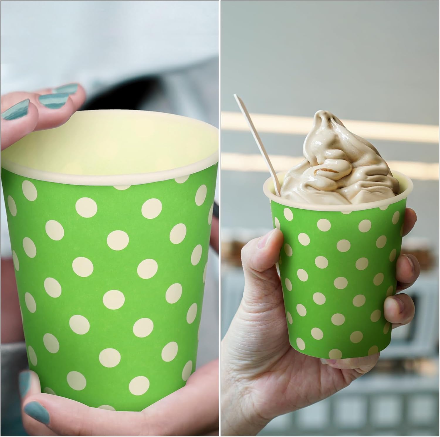 uxcell Disposable Paper Cups, 50 Pack 9 OZ Party Decorative Cups for Coffee,Tea,Milk, Suitable for Party, Picnic,Travel and Event (Orange Polka Dots)
