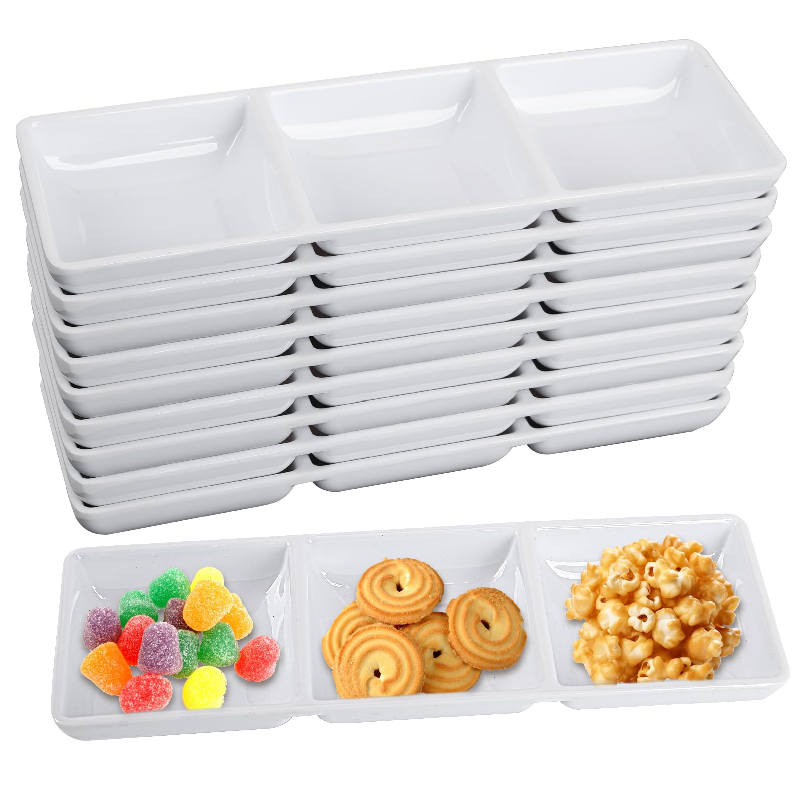 Photo 1 of BUWUSMU 20 Pcs 3 Compartment Divided Plastic Serving Trays