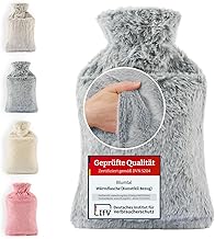Blumtal Premium Hot Water Bottle with Cover and Bag Made of Soft Faux Fur - Hot Water Bottle Made of Natural Rubber - Hot Water Bottle with Hand Warmer - Hot Water Bottle with Bag for Hands - Grey