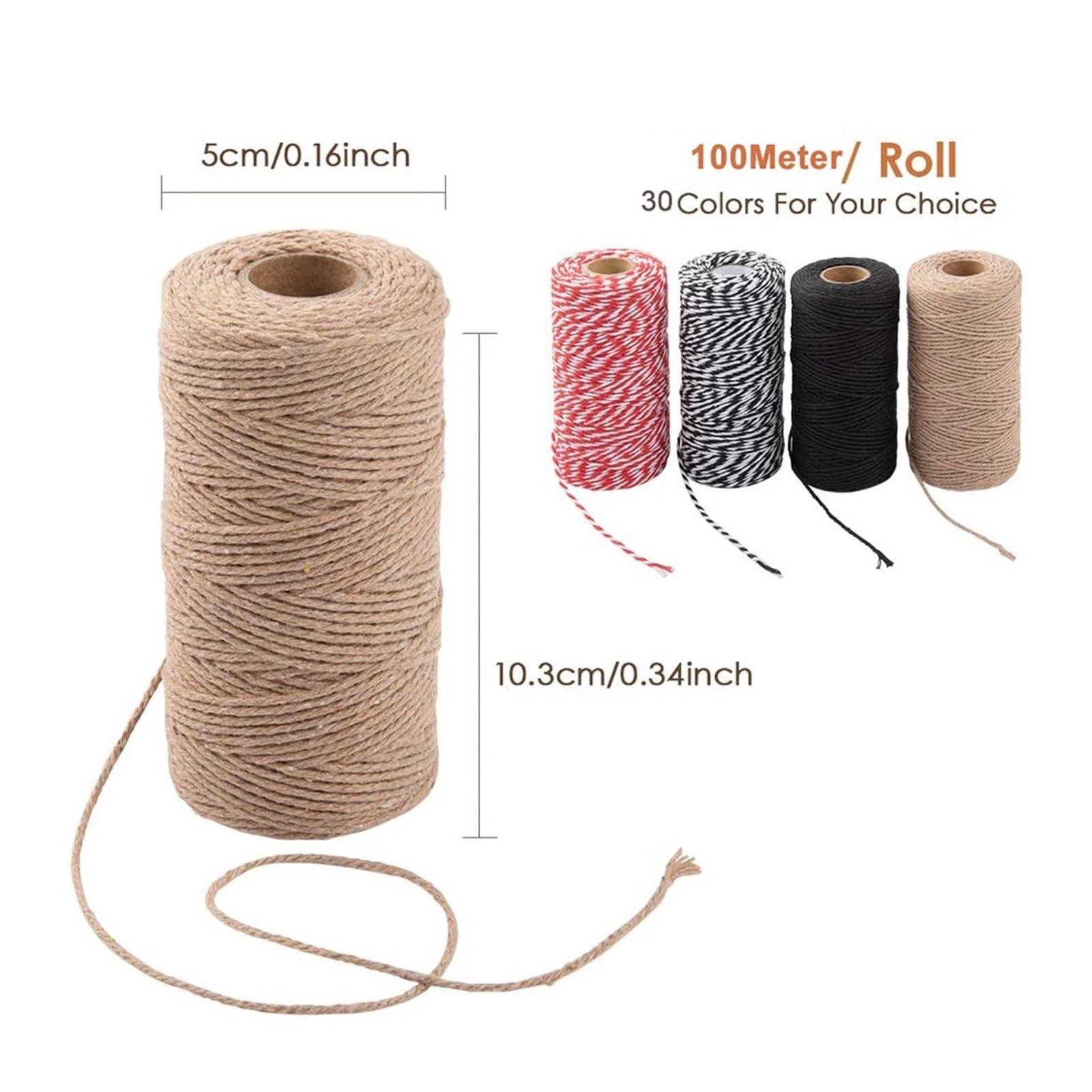 Hilo de hilo de algodón, 2 mm, rollo de 100 m, cordón de macramé