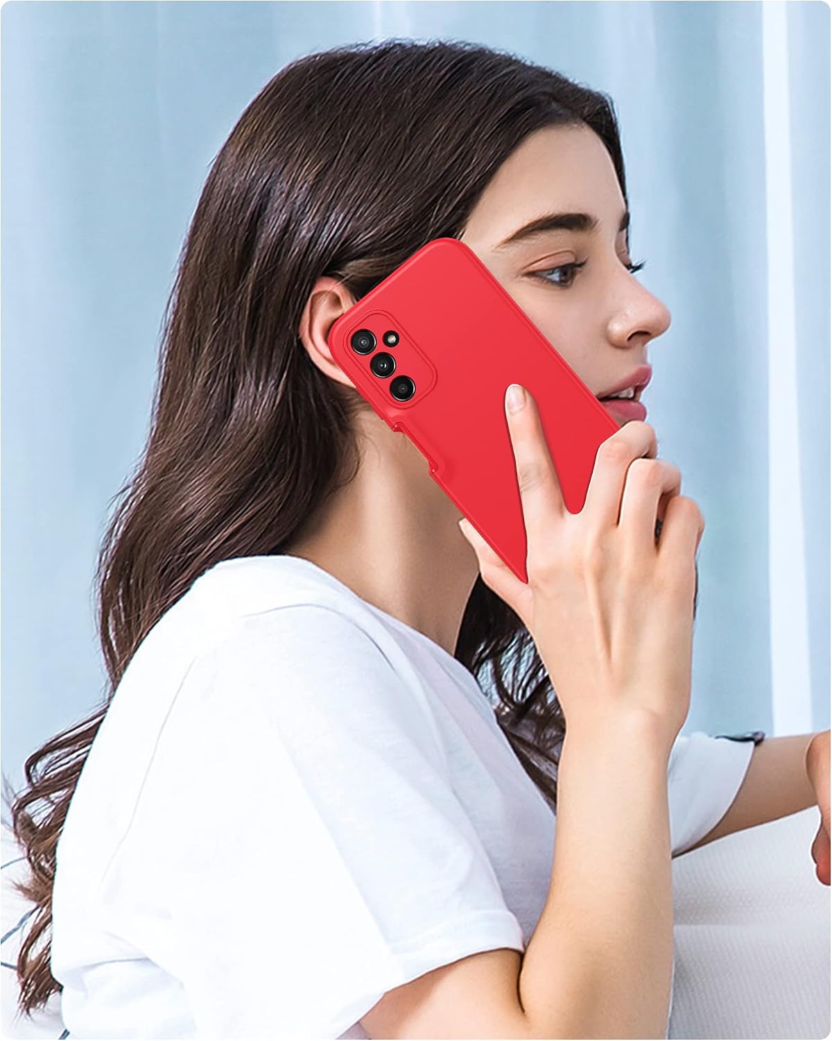 FNTCASE for Samsung Galaxy A14 5G Case: Shockproof Silicone Protective Phone Case with Built-in Screen Protector - Slim Dual Layer Rugged Durable Drop Proof TPU Protection Cover (Red)