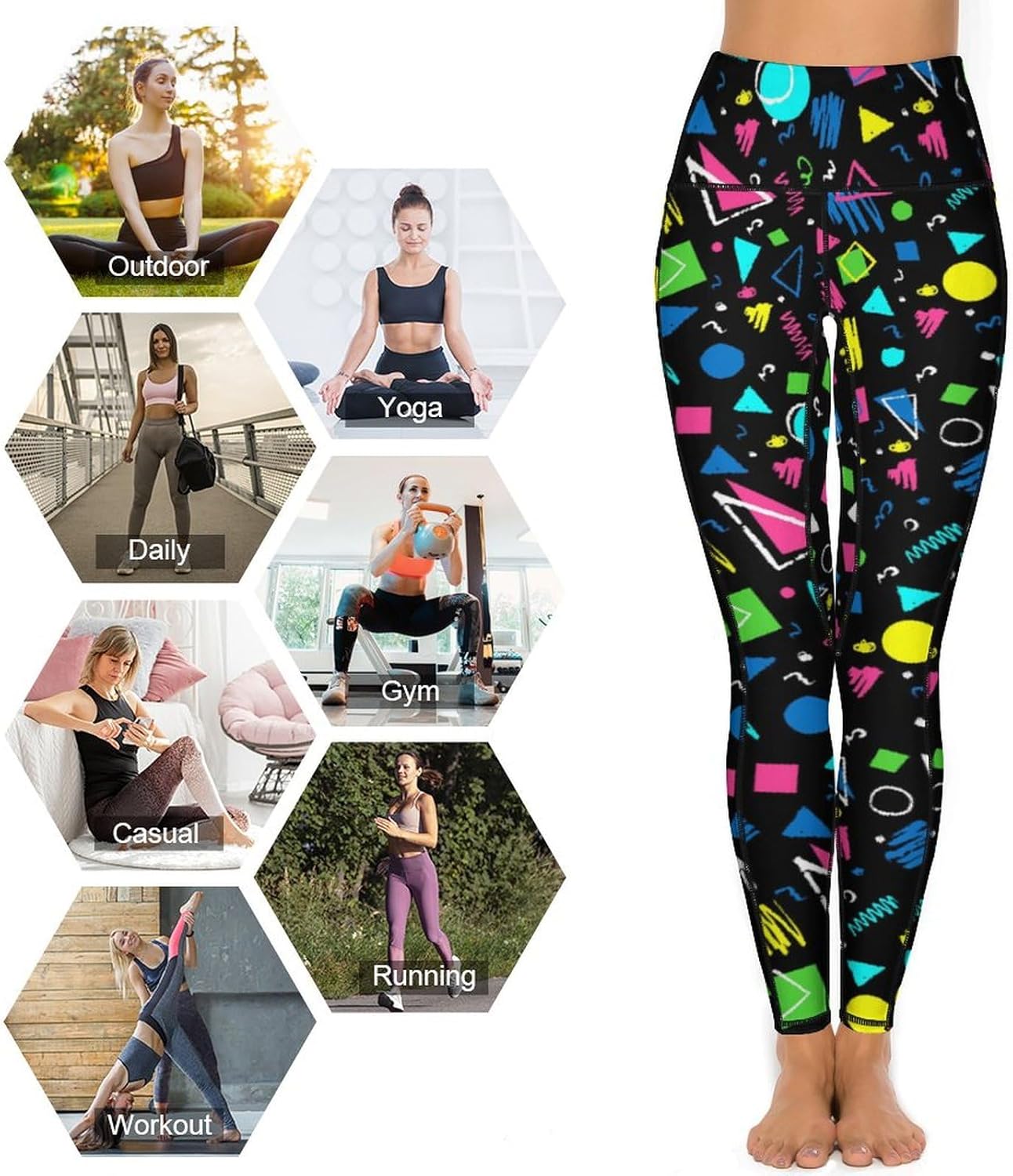 High Waisted Workout Leggings for Women with Pockets Tummy Control Printed Sports Pants for Running Cycling Yoga - Image 5