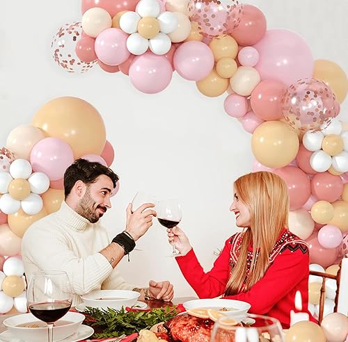 Miniatura 8 de Guirnalda de globos de margaritas bohemias, retro, rosa polvoriento, rubor, nude, rosa claro, pastel, naranja, blanco, globos de confeti de oro