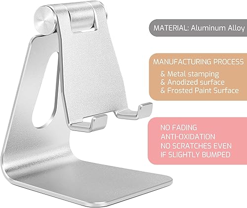 Miniatura 4 de Soporte ajustable del teléfono celular de la aleación de aluminio,Soporte del muelle del teléfono de escritorio, plata