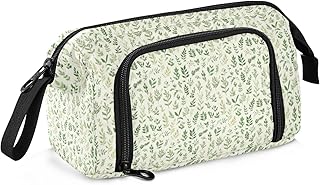 Estuche para lápices de gran capacidad, estuche de mano, bolsa de mano, regalo cosmético, para oficina, escuela, adolescente, niña, niño, hierbas, color amarillo claro, Hierbas de color amarillo claro