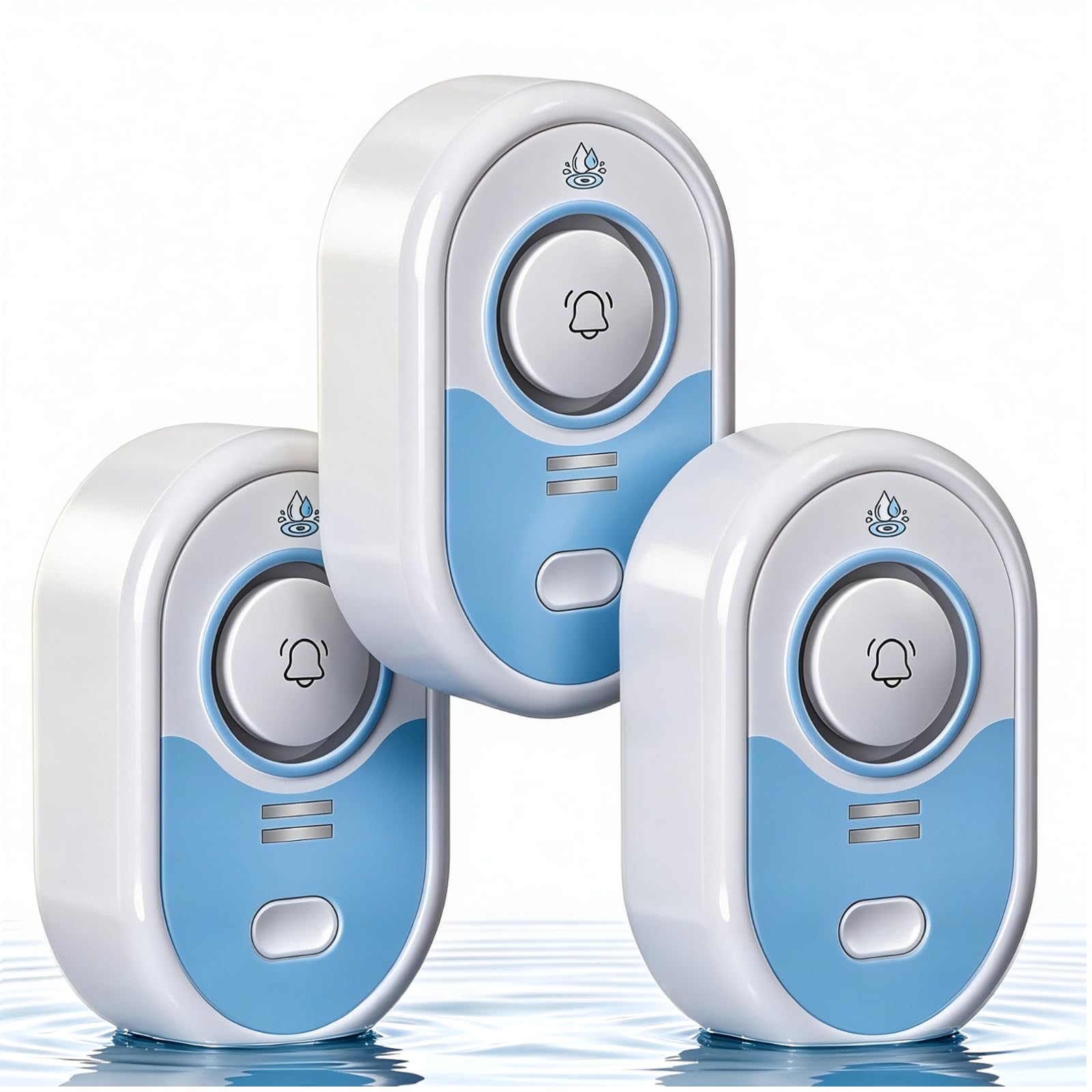 Water Leak Detector with Loud Alarm, 100dB Siren &amp; LED Flash, Water Sensor Alarm for Home, Basement, Sump Pump, Kitchen, Bathroom, Water Heater, Indoor Outdoor 3-Pack