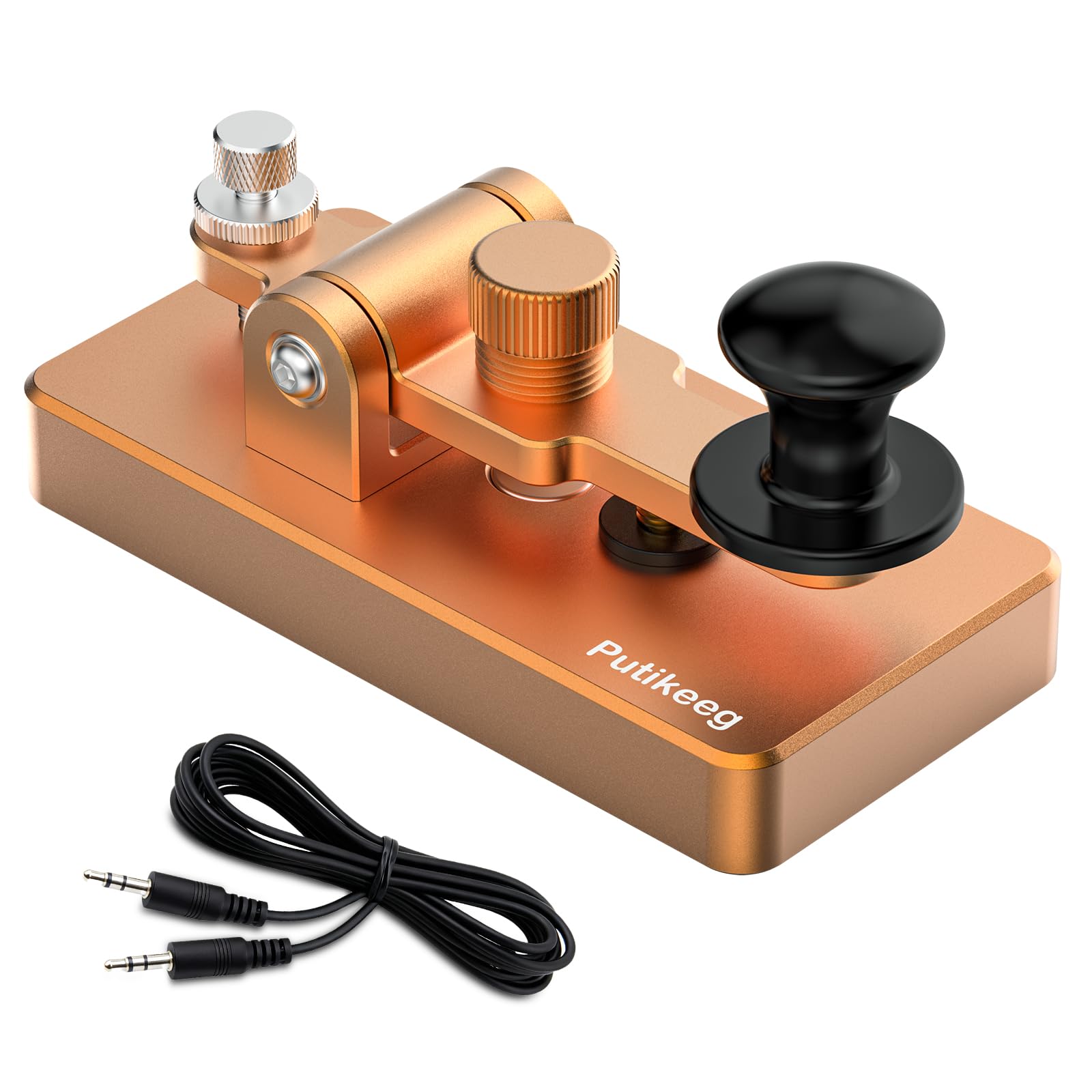 Putikeeg Classical Morse Mini Code Paddle - Aluminum Alloy CW Portable Practice Key - Gold