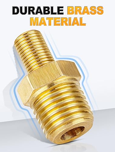 Miniatura 4 de EVOULTES Adaptador de inflador de aire de latón, 14 pulgadas NPT (M) a válvula Schrader estándar (M), conector de inflado de neumáticos para