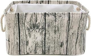 Stylish Tree Stump Design Wood Grain Rectangular Storage Basket Washable Cotton Fabric Nursery Hamper with Rope Handles, Decorative and Convenient for Kids Rooms (X-Large)