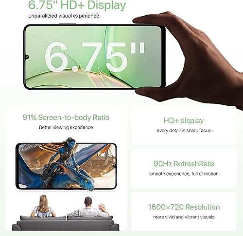 Miniatura 2 de UMIDIGI Teléfono celular, teléfono inteligente G9T Android 14 desbloqueado, 4+128GB1TB TF, 6.75 pulgadas HD+, 5000mAh, carga rápida de 18 W, cámara