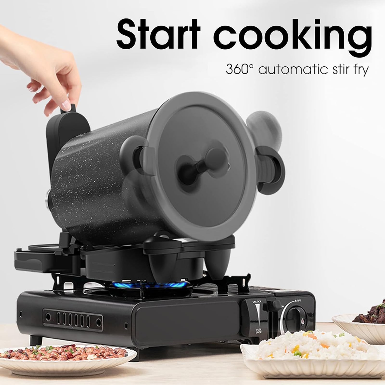 Automatyczna maszyna do gotowania, wielofunkcyjna maszyna do smażenia, robot kuchenny z panelem dotykowym, obracany o 360 stopni, do domowej restauracji