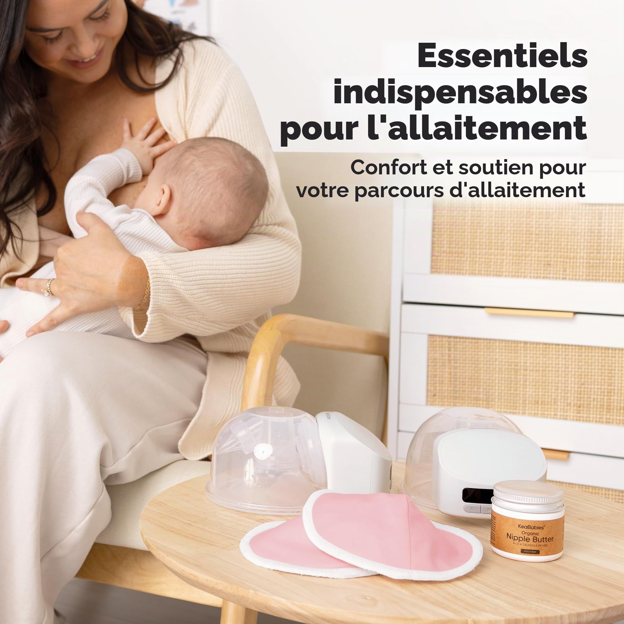 Coussinets d'allaitement en bambou biologique lavables - 14 pièces avec sac de lavage - Pastel Touch L 12cm