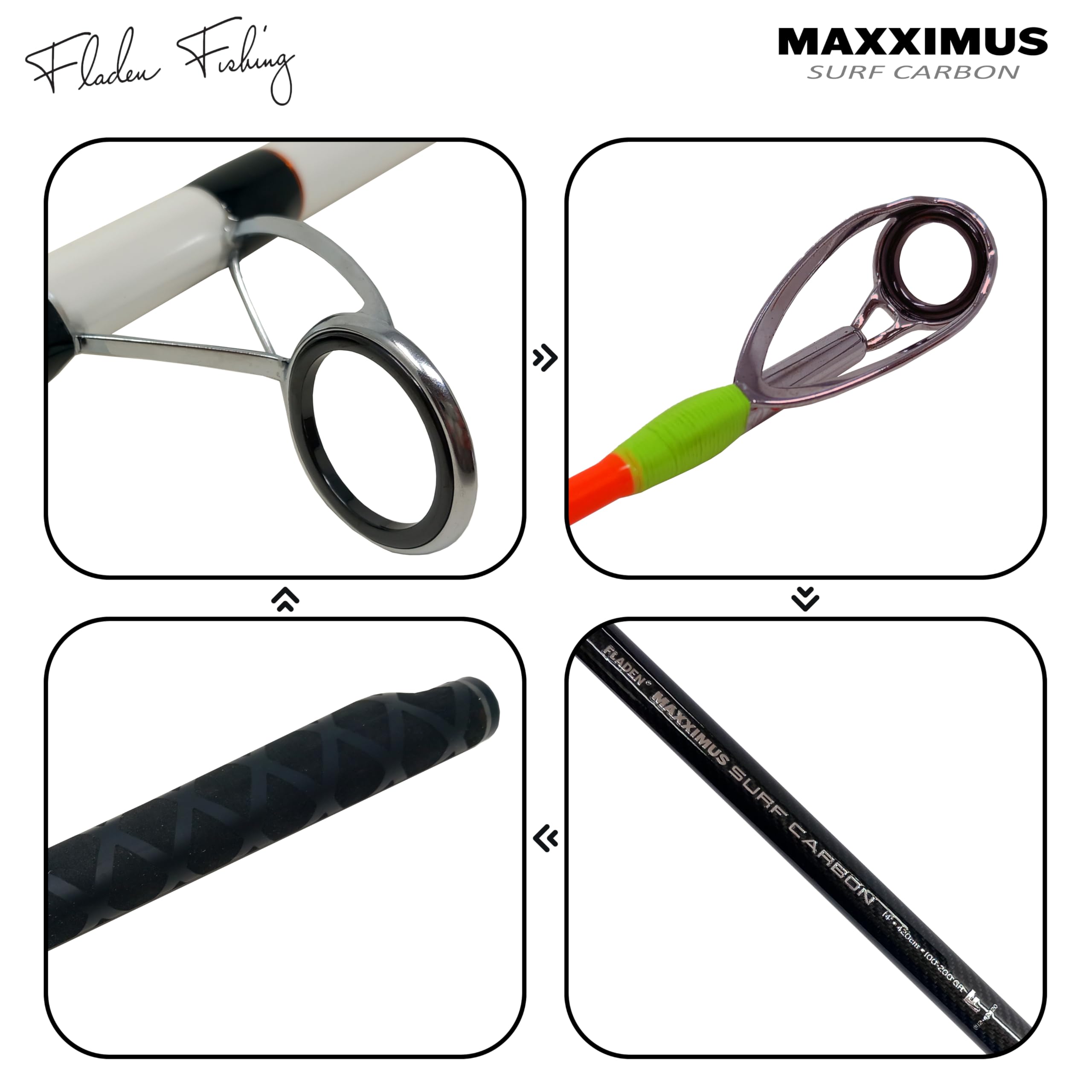FLADEN MAXXIMUS Surf Carbon wędka surfingowa, 420 cm, waga wyrzutowa 100-200 g, 3-częściowy, wędka surfingowa