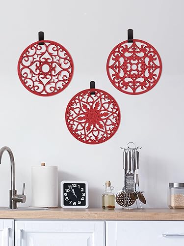 Miniatura 8 de SMARTAKE Juego de 6 salvamanteles de silicona, salvamanteles tallados multiusos, tapetes de cocina aislados, antideslizantes y duraderos, tapete de