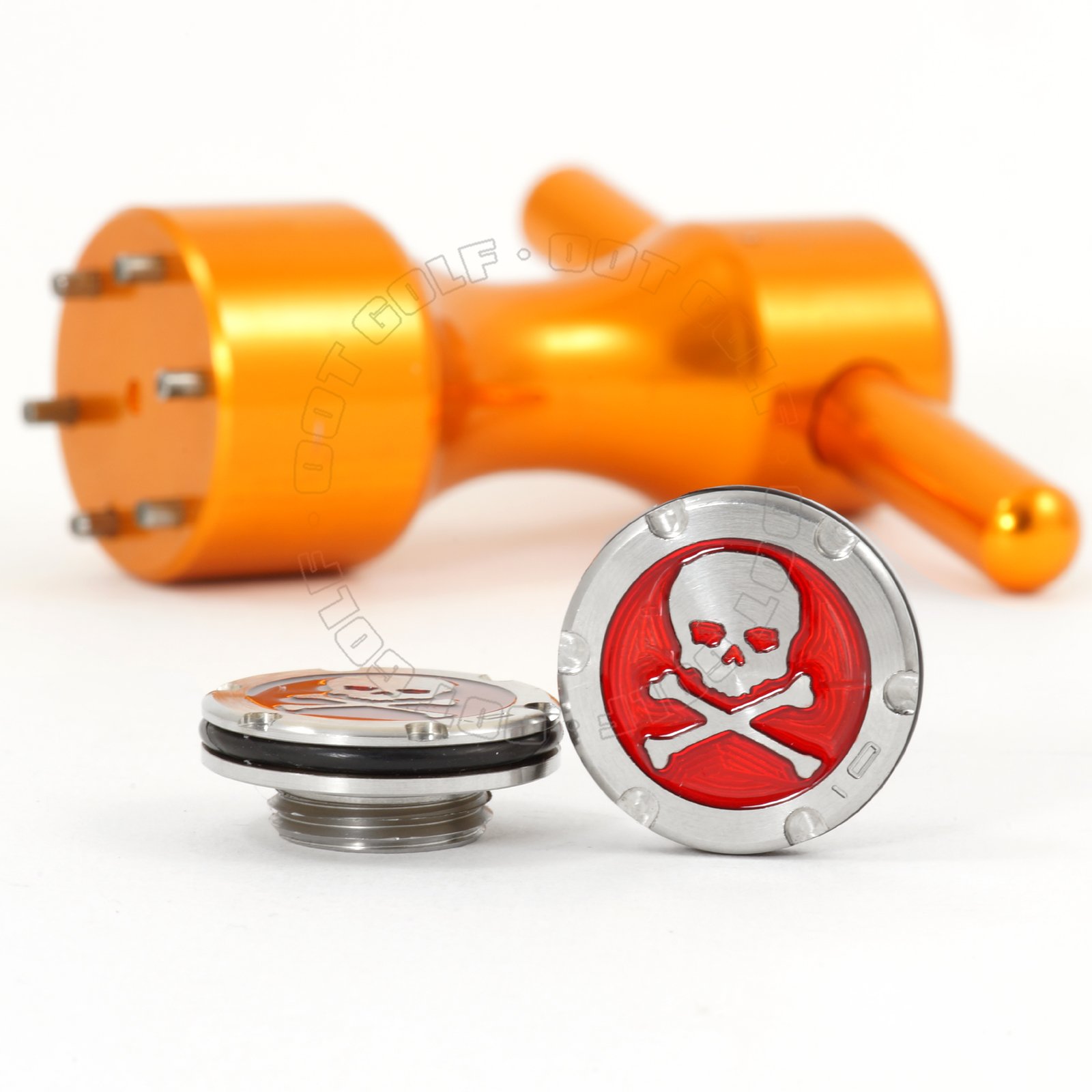 19th Hole Custom Shop 2 x 10g Deluxe Tour Style Weights for Scotty Cameron Fastback, Squareback and Roundback Putters Wrench, Skull, Red (Gold)