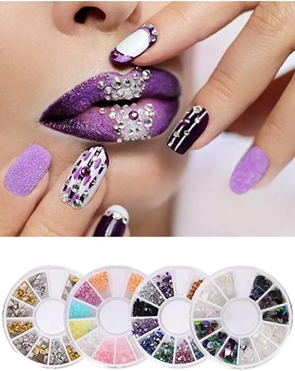 Fontenay Tırnak Süsleme Taşı, 4'lü Nail Art Seti, Renkli