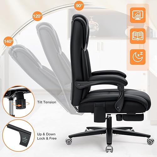 Miniatura 6 de HOFFREE Silla de oficina de masaje de amasamiento de 500 libras con silla de escritorio ergonómica de calor con reposapiés y almohada de apoyo