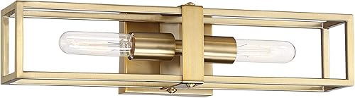 Miniatura 7 de Possini Euro Design Fabrian - Lámpara de pared moderna de latón cálido con cable de 18 34 pulgadas de alto, marco abierto rectangular para