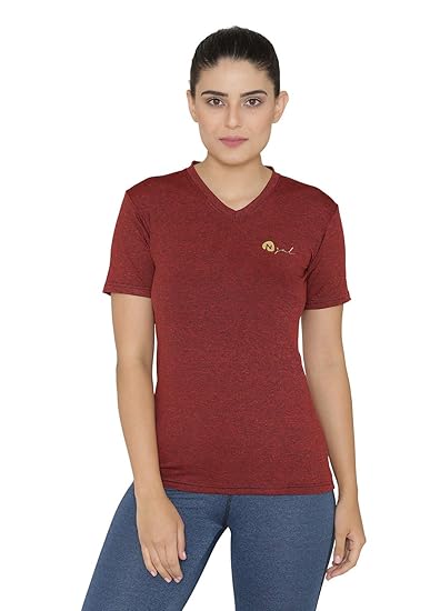 Women Dry Fit Lycra V Neck Short Sleeve Yoga Training Gym T-Shirt