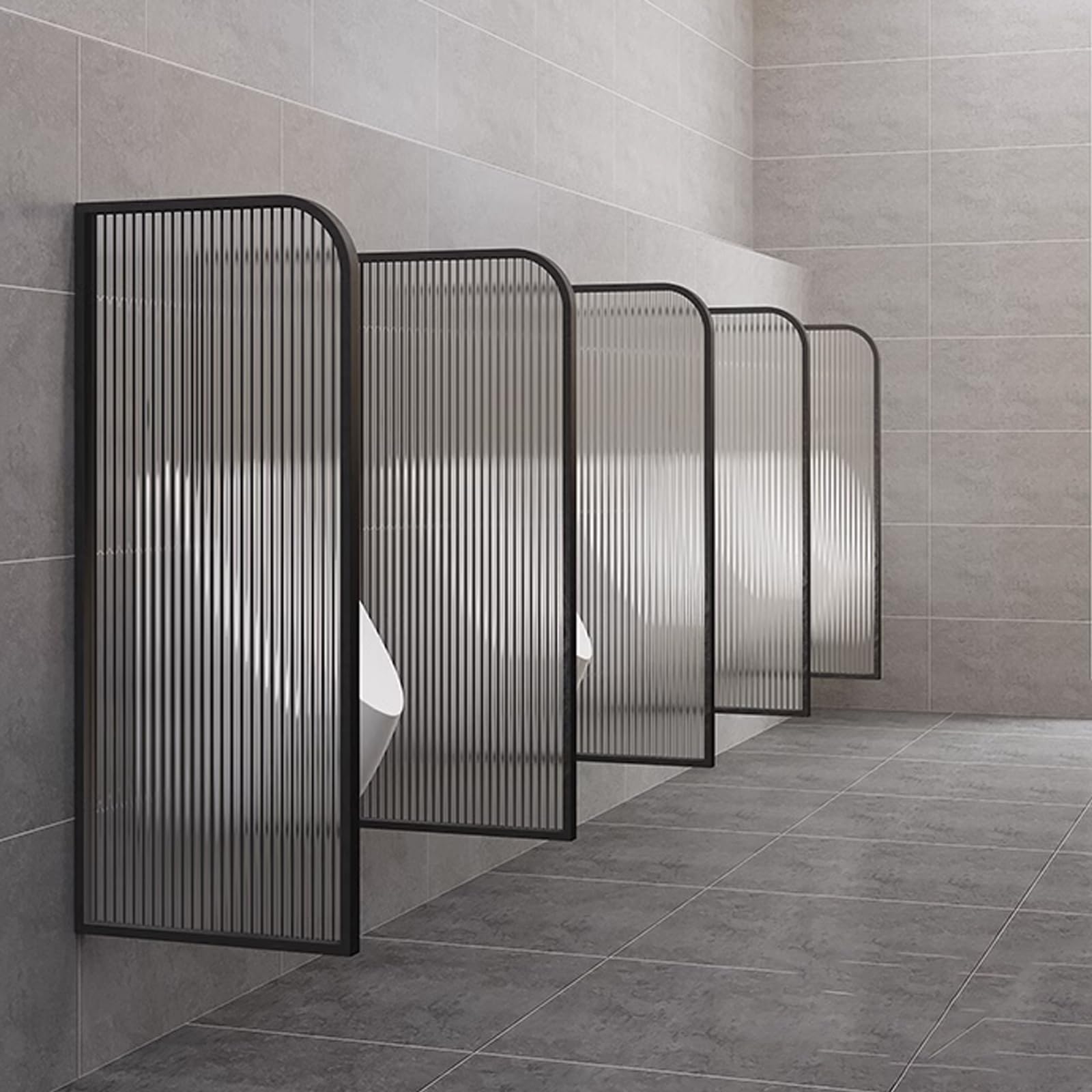 AYCDL Urinal Screen Toilet Partition, Toilet Urinal Partition Extender, Men's Toilet Waterproof Urinal Partition, Translucent Glass,Black-1pcs