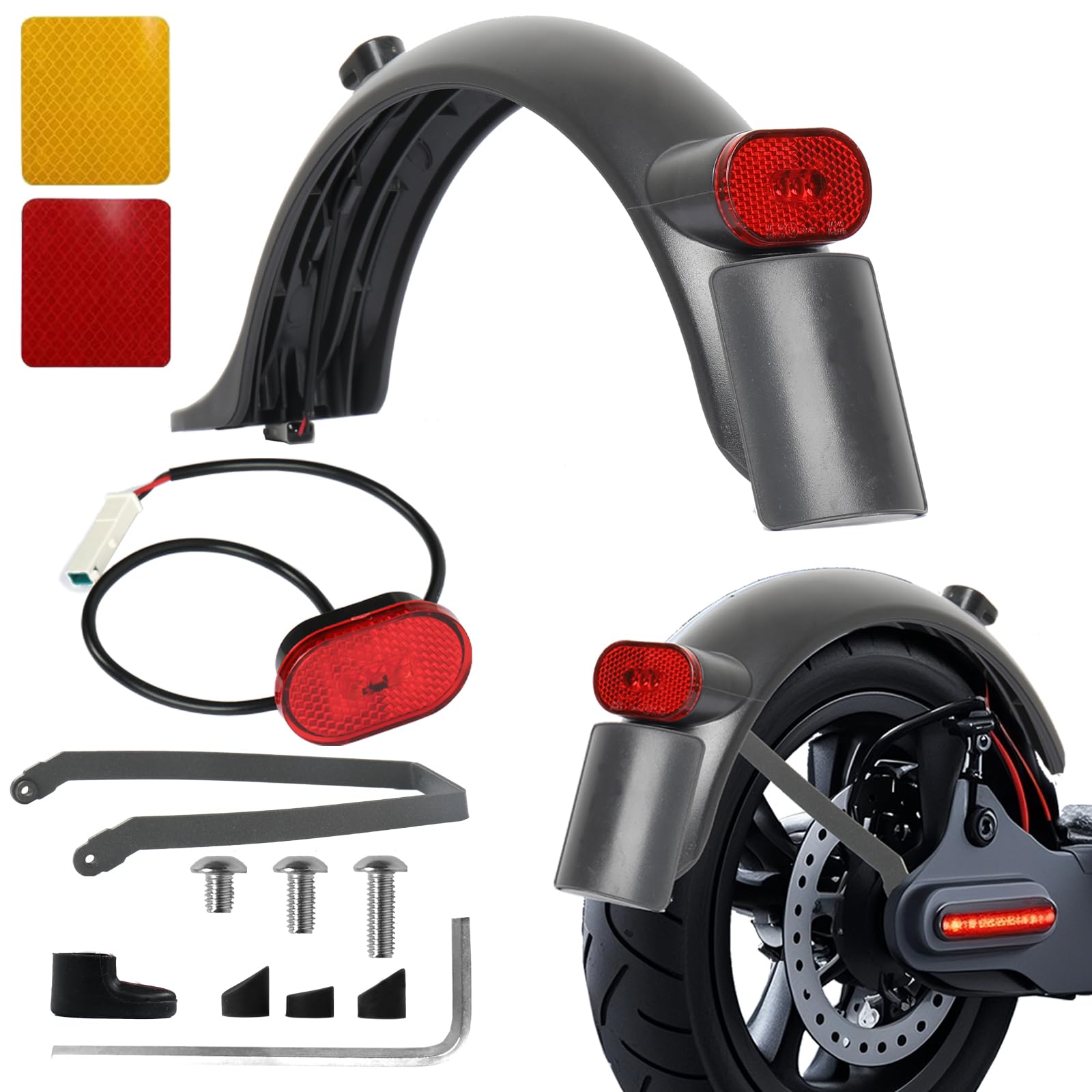 Scooter Rear Mudguard with Rear LED Brake Light Rear Mudguard Compatible  for Xiaomi 1S M365 PRO PRO2 MI3 Electric Scooter Accessories