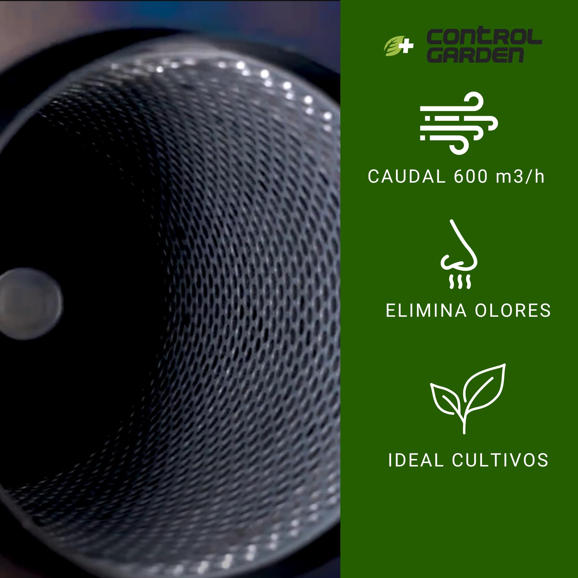 Filtro de Carbón Activo para Armario de Cultivo 600 m³/h | Tubo Neutralizador de Olores para Cultivo Hidropónico | Carbon 100% Australiano RC -4/8 | Ø 150 mm Longitud 300 mm