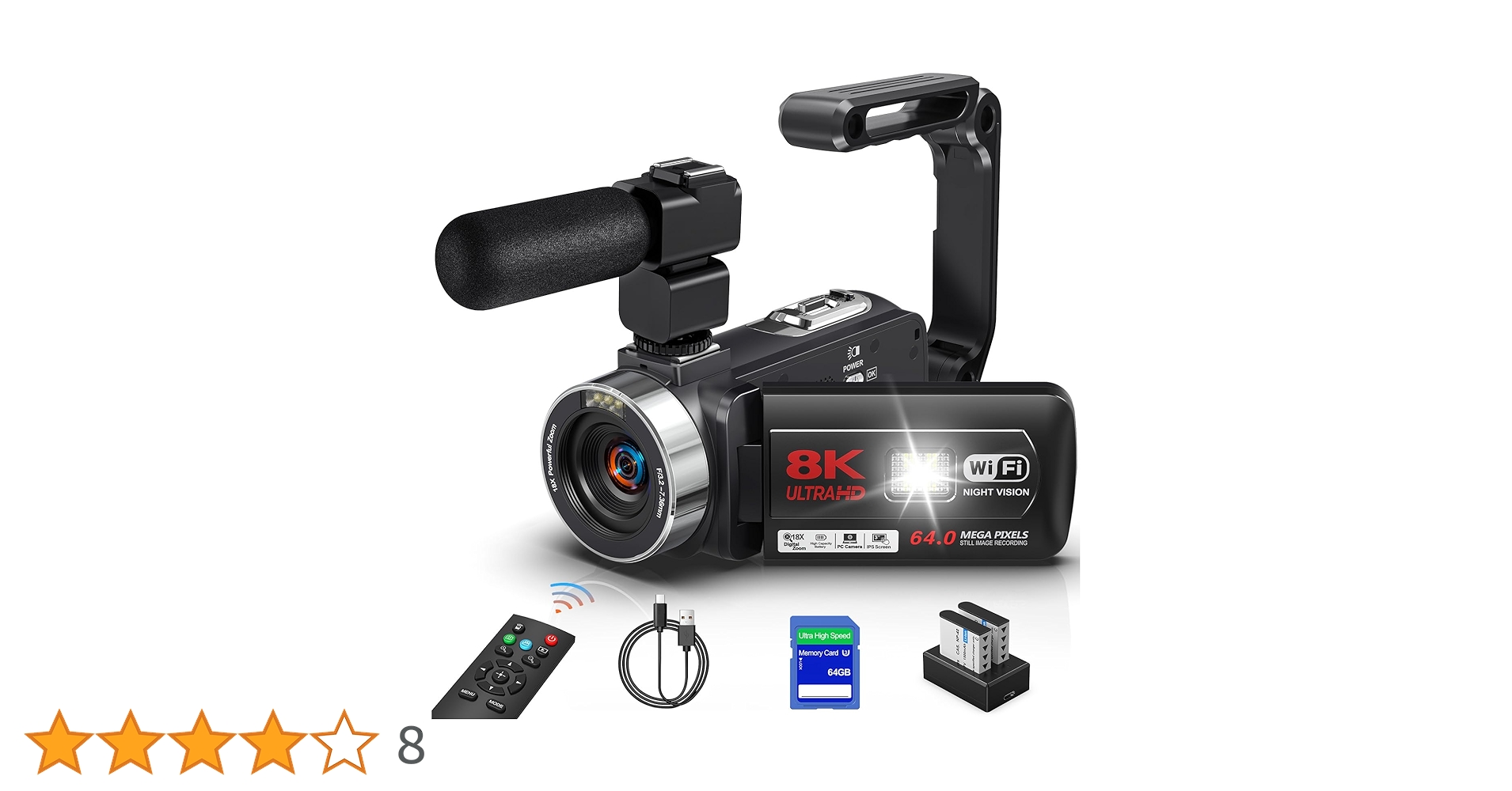 ビデオカメラ 8K Amazon | ビデオカメラ 8K 64MP WIFI機能 18Xデジタルズーム