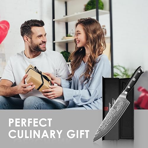 Miniatura 7 de KEEMAKE Cuchillo de chef de Damasco, cuchillo de cocina de 8 pulgadas, cuchillo de damasco de 67 capas, cuchillos de cocina profesionales con núcleo