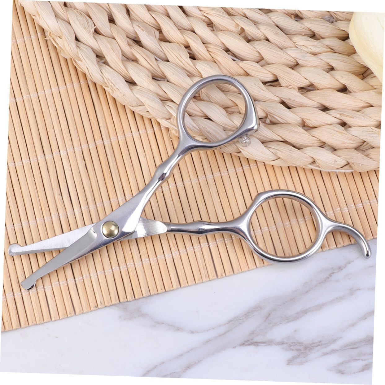 Pet Dog Grooming Scissors Rounded Tips for Safe Trimming | Stainless Steel, Ergonomic Grip, No Deformation, Silver Finish, Suitable for Pets and Home Grooming Use