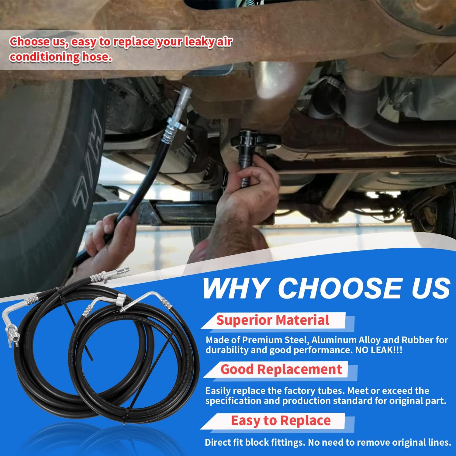 YTE33439 Rear AC Line Set Air Conditioning Hoses Fit for 2007-2014 Chevy Tahoe, Yukon, Escalade Short Wheelbase SUV (22PCS) (yte33439-3)