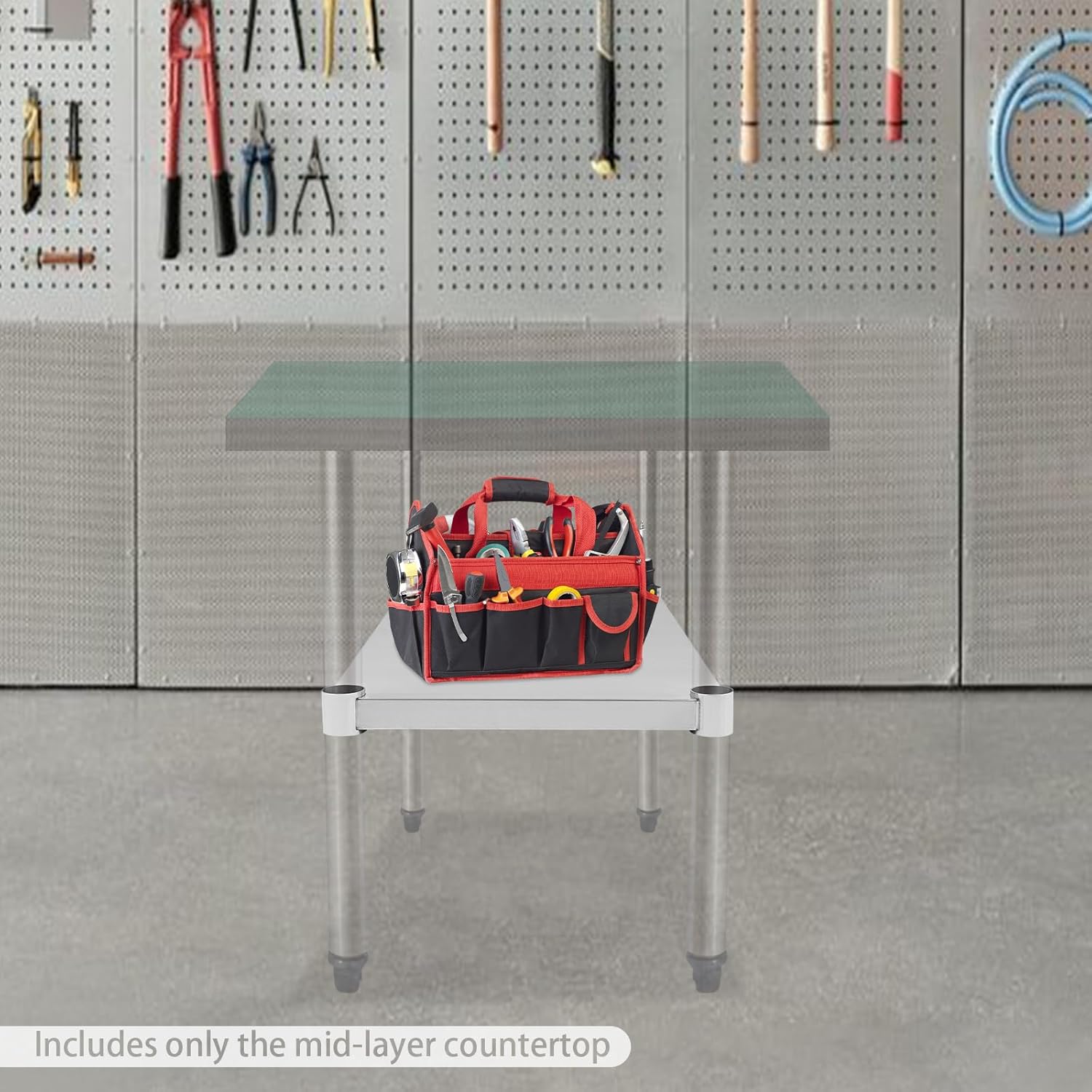 Stainless Steel Work Table, Heavy Duty Adjustable Lower Shelf, Commercial Workstation, Food Prep Worktable Under Shelf for Kitchen, Restaurant, Home and Hotel (27.95 * 15.75in)