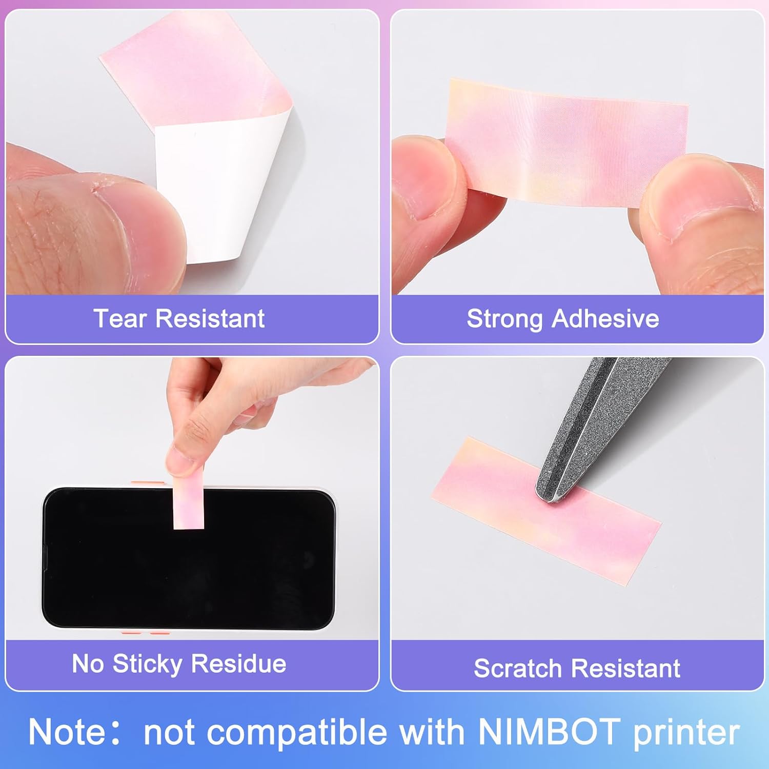 1600 Pcs Label Tapes Compatible with D30 Label Printer Laminated Labeling Stickers Thermal Labels for Home Office, Watercolor 15 x 40 mm - Image 3