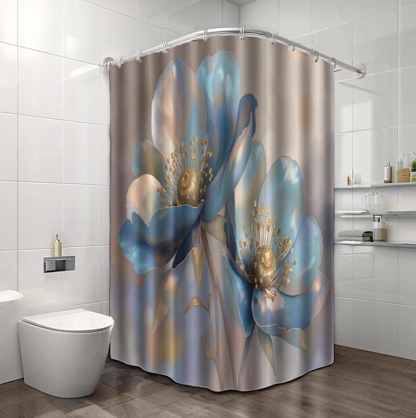 Rideau Douche,Rideau Baignoire Lavable en Machine Rideaux Douche Tissus Lavable Rideau De Baignoire Lavable pour Salle De Bain Domicile Baignoire Famille,Anémone De Ligne,