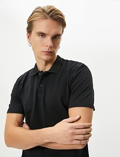 Koton Polo Yaka Tişört Düğme Detaylı Kısa Kollu