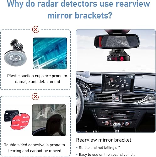 Miniatura 4 de Soporte para detector de radar, detector de radar de automóvil, soporte para barra de espejo retrovisor, compatible con detector de radar Valentine