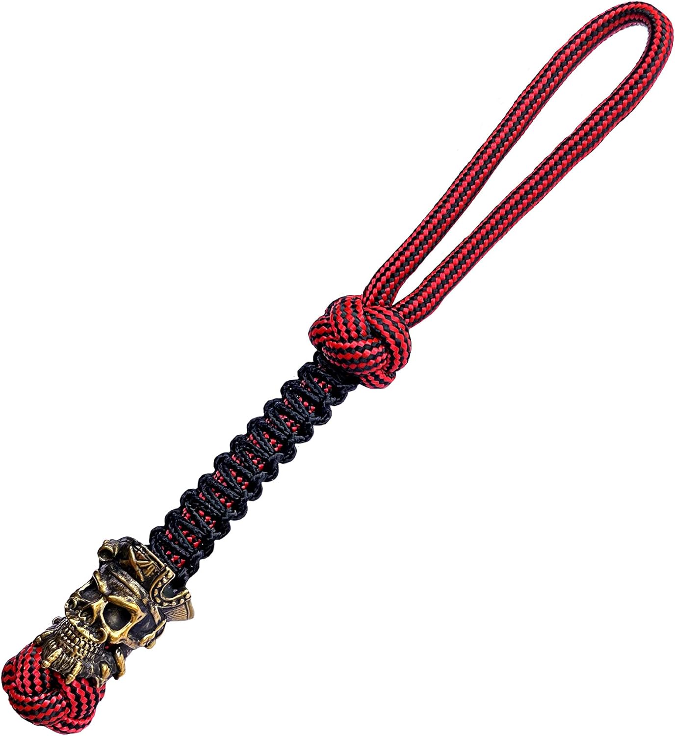 CooB EDC Paracord Knife Lanyard with Solid Metal Paracord Bead Charm Pirate Blackbeard Skull. Keychain Lanyards for Knives