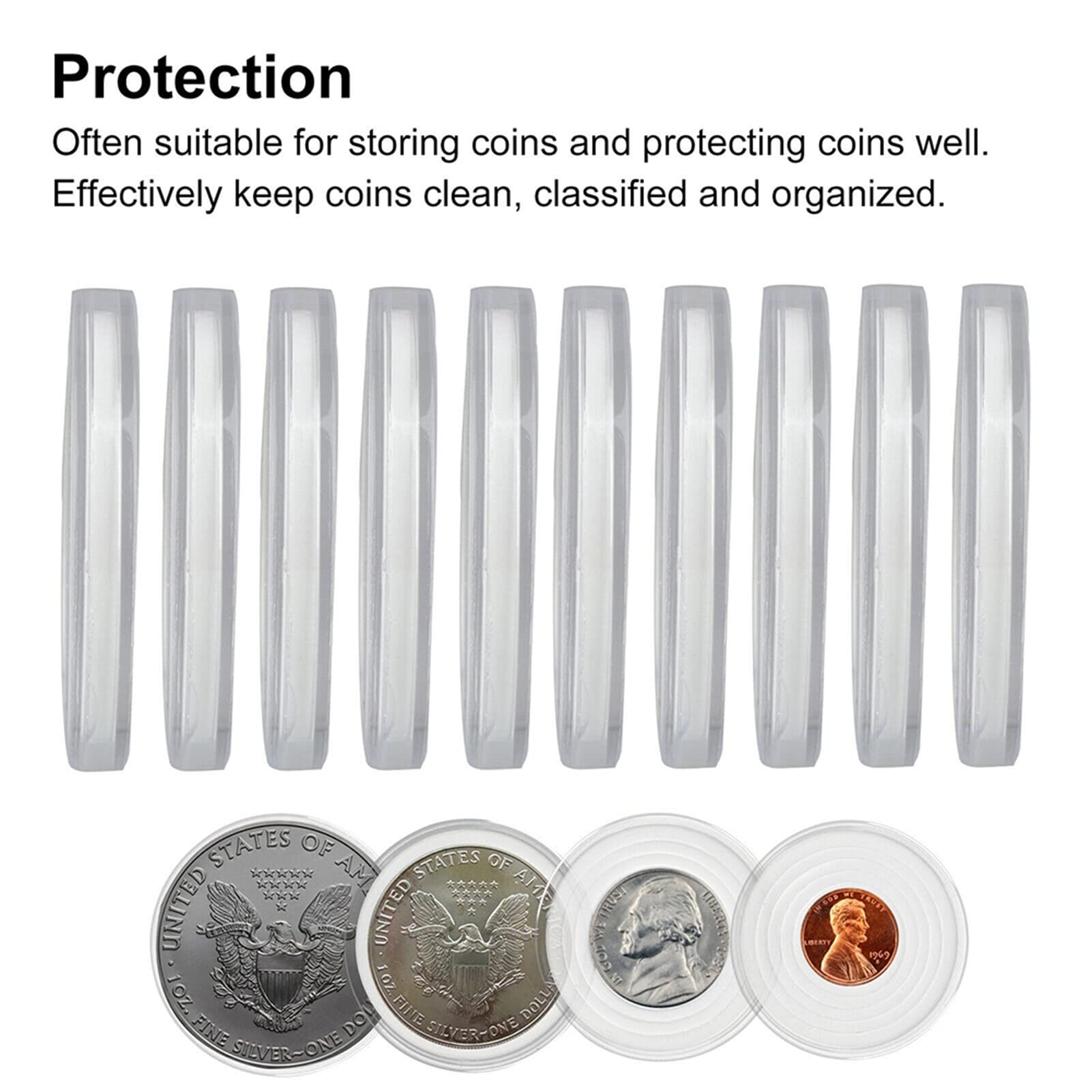 tinysiry Cápsulas Transparentes para Monedas, portamonedas Redondas de plástico de 46 mm con Caja de Monedas con Junta Ajustable para Suministros de colección de Monedas, colección de Monedas 200
