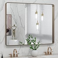 Vista 83 de LOAAO - Espejo de baño con marco de metal negro de 24x36 pulgadas, espejo rectangular redondeado para pared, espejo mate de tocador de baño
