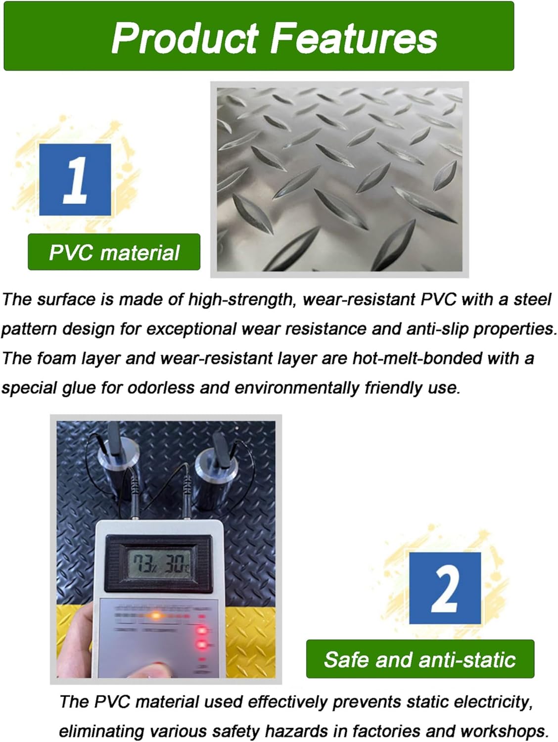 20mm Anti-Static Conductive Rubber Mat - Heavy-Duty Anti-Fatigue Flooring for Garage, Warehouse, Workbench | Industrial Safety Grey 500x600mm