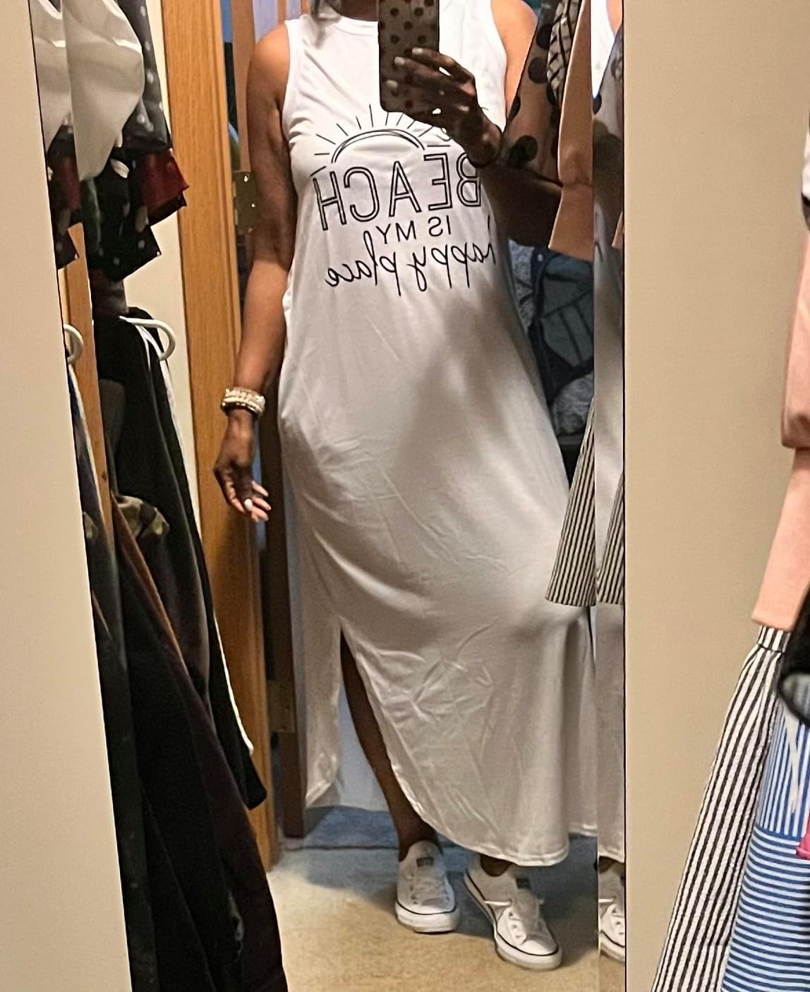 Women's Casual Beach Summer Dresses Sleeveless Graphic Long Sundress Cover Up Dresses with Pocket - Image 7