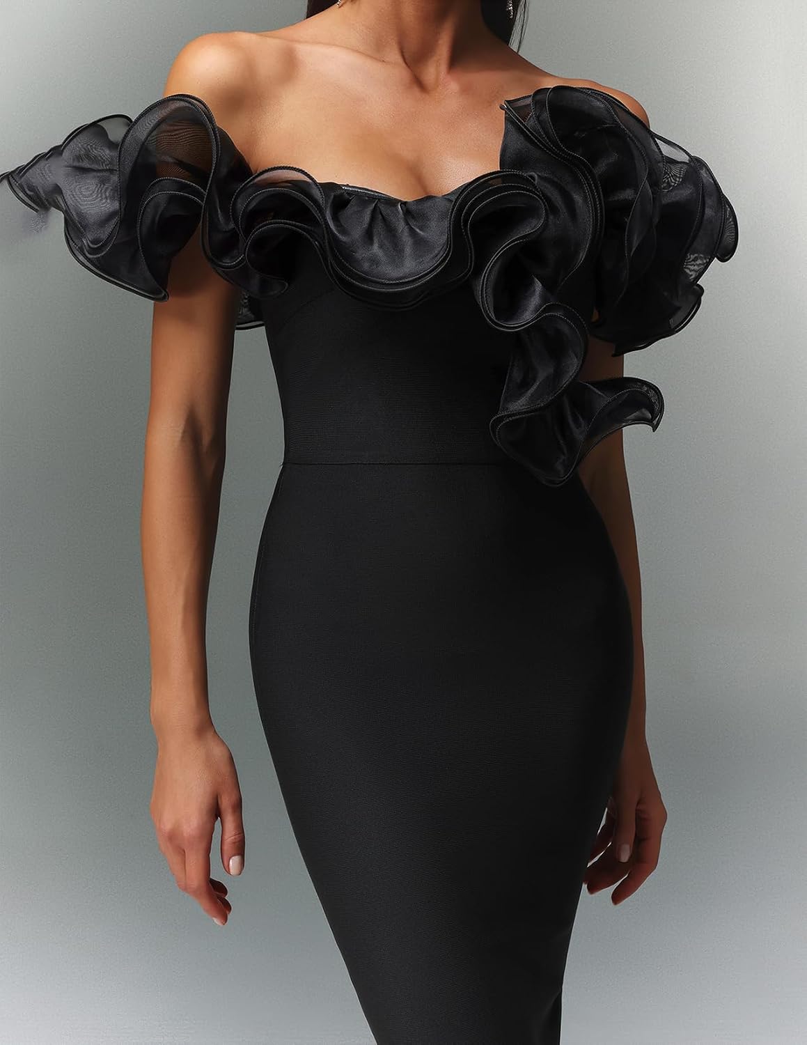 Summer Midi Off Shoulder Sleeveless Corset Bodycon Dress Exquisite Solid Jacquard Color Cocktail Dress for Women