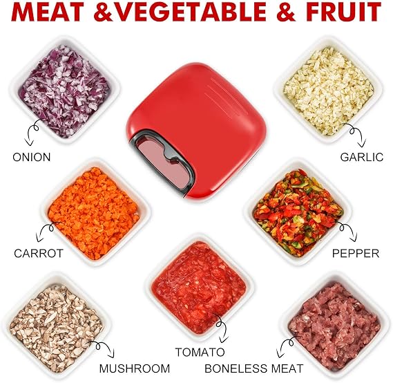 Geedel Manual Food Chopper, 500ML Onion Vegetable Hand Chopper Pull String