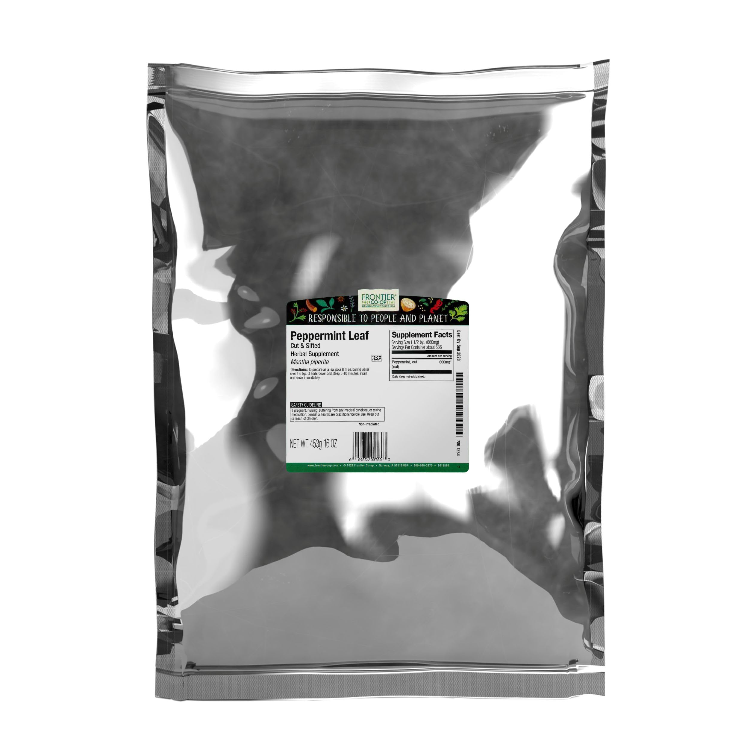 Frontier Natural Products, Organic Cut & Sifted Peppermint Leaf, 16 oz (453 g)