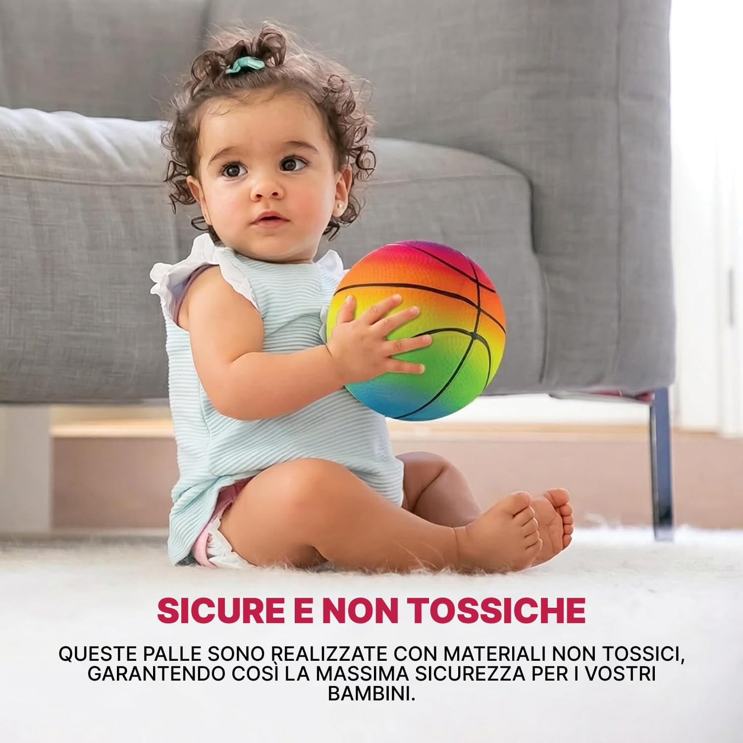 Bedwina Rainbow Sports Balls - Palline Gonfiabili in Vinile da 6 Pollici (Confezione da 4) per Bambini e Bambini con Aggiunta Pompa ad Aria Manuale, Basket Neon, Pallone da Calcio e Pallavolo