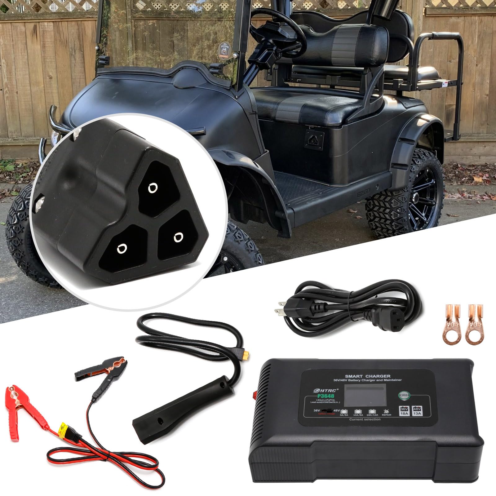 Chargeur De Batterie Intelligent Pour Chariot De Golf, 36 V 18 A 48 V 13 A, De Réparation Avec Chargement à Régime Lent Pour Camions, Tondeuses à Gazon, 100-240 Chargeur Batterie Lithium