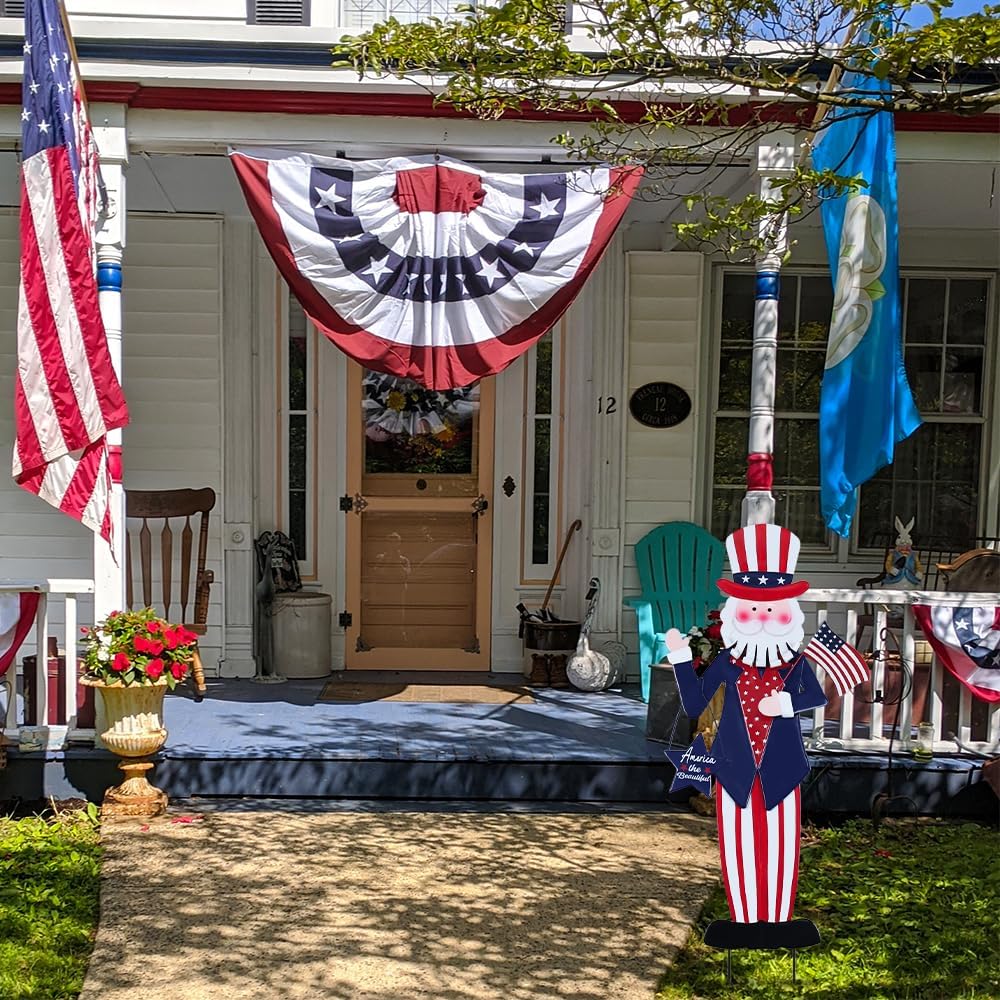 hogardeck 4th of July Decorations Outdoor, Uncle Sam Patriotic Decorative Garden Stakes for Fourth of July Decorations, Memorial Day Metal Yart Art for Outside Porch Patio Lawn Decor