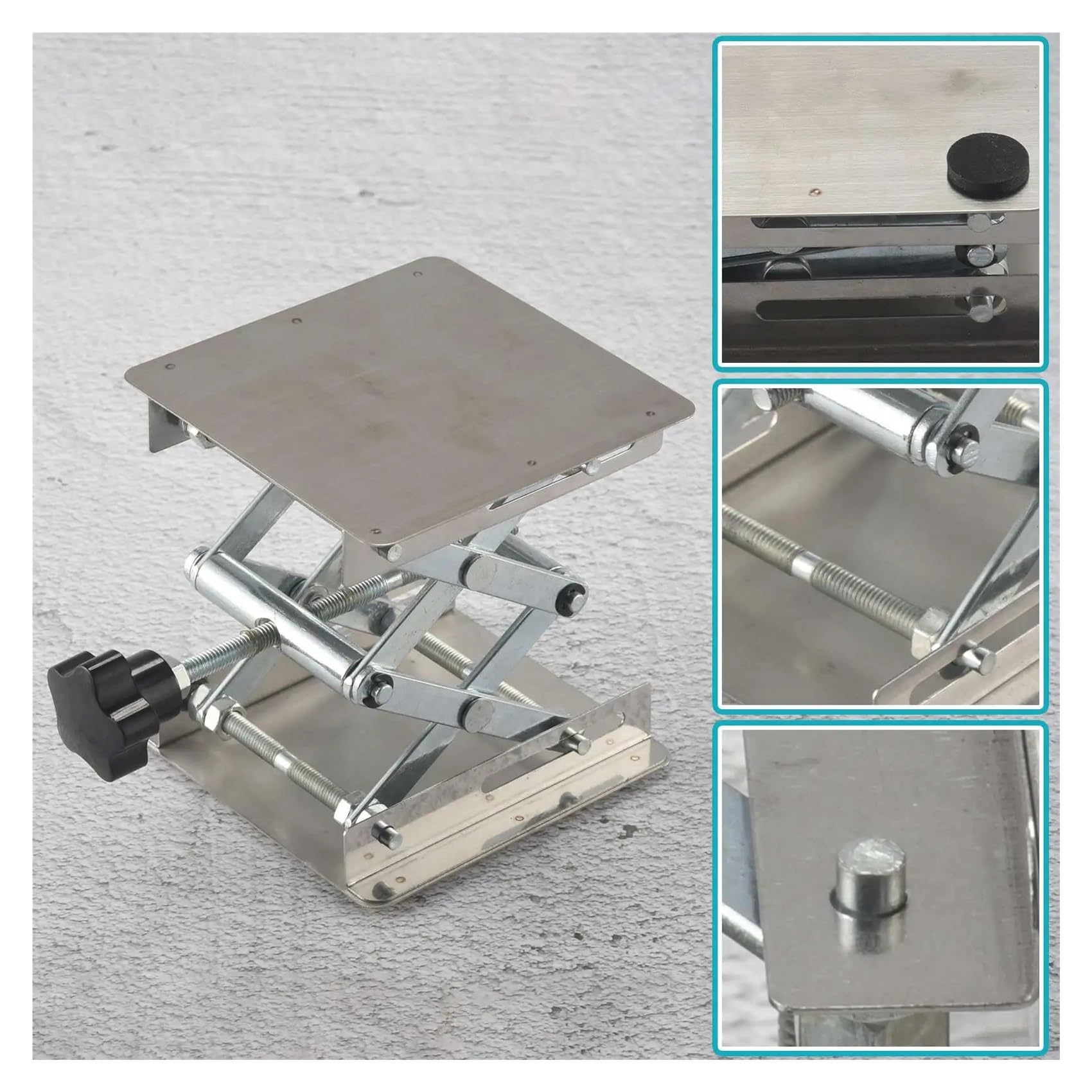 Laborständer aus Edelstahl, 100 x 100 mm, Scherenhubtisch für wissenschaftliche Experimente, Labor-Equint, verstellbare Höhe, SK-Design