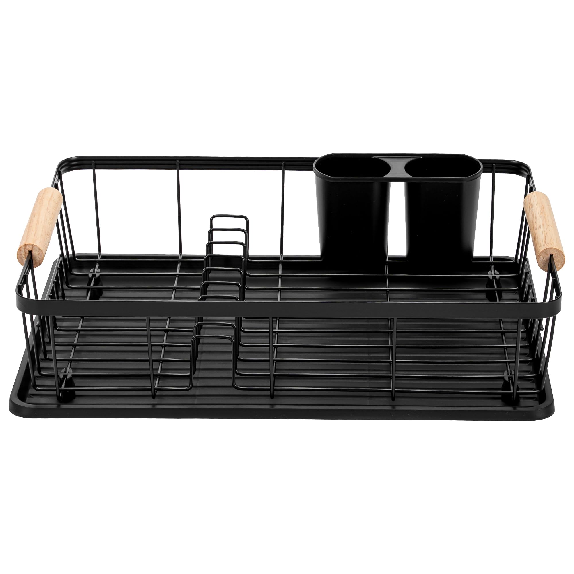 KARL HAUSMANN Egouttoir Vaisselle INOX Noir avec Bac d'Égouttage - 42x31x10,5cm - Égouttoir Cuisine en Métal avec Porte Couverts - Egoutoire Vaisselle pour Assiettes, Verres et Tasses