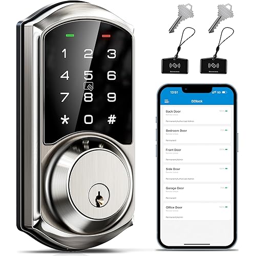 Veise VE06 Smart Deadbolt with App Control, Keyless Entry Smart Lock for Front Door, Electronic Digital Door Lock with Code, Easy Install, Satin Nickel